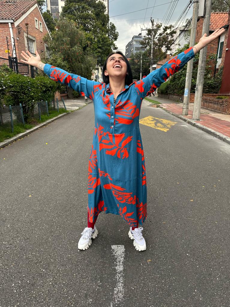 Vestido estampado bolsillos Camila