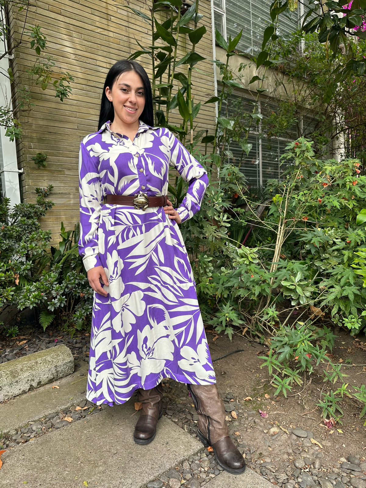 Vestido estampado bolsillos Camila