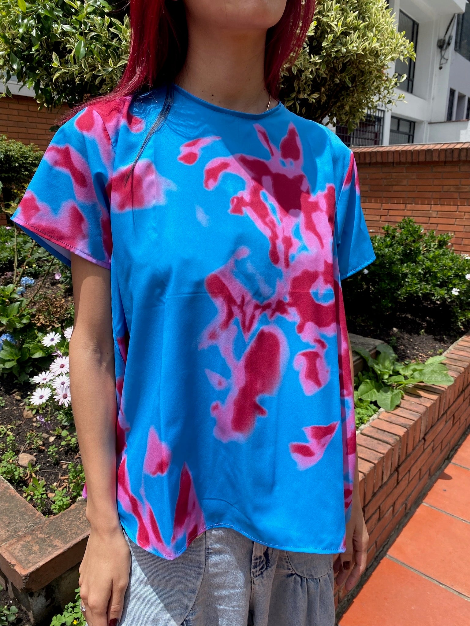 Blusa manga corta Unni Azul