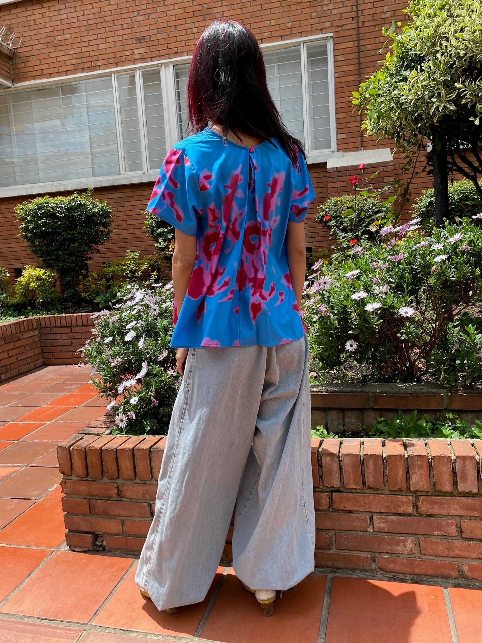Blusa manga corta Unni Azul