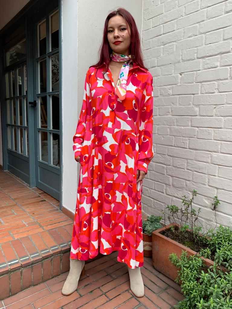 Vestido estampado bolsillos Camila
