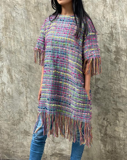 Vestido telar flecos Tota
