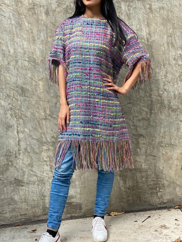 Vestido telar flecos Tota