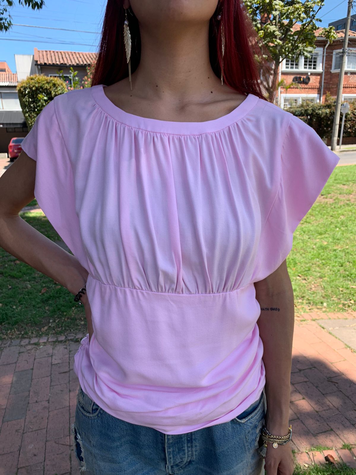 Top recogido Tina Rosa